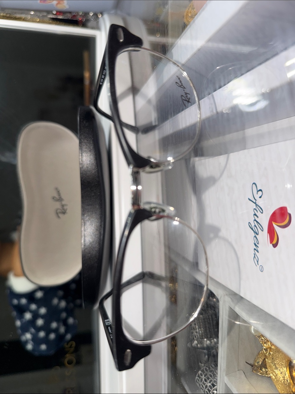 Ray-Ban Black and Silver Semi-Rimmed Eyeglasses